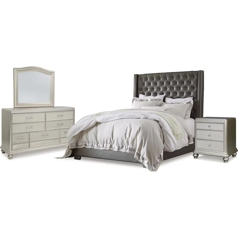 Coralayne Gray 6-Piece King Bedroom Set – Upholstered 1