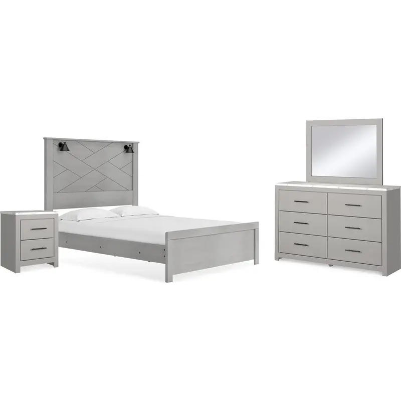Cottonburg 6-Piece Light Gray And White Panel Bedroom Set 1