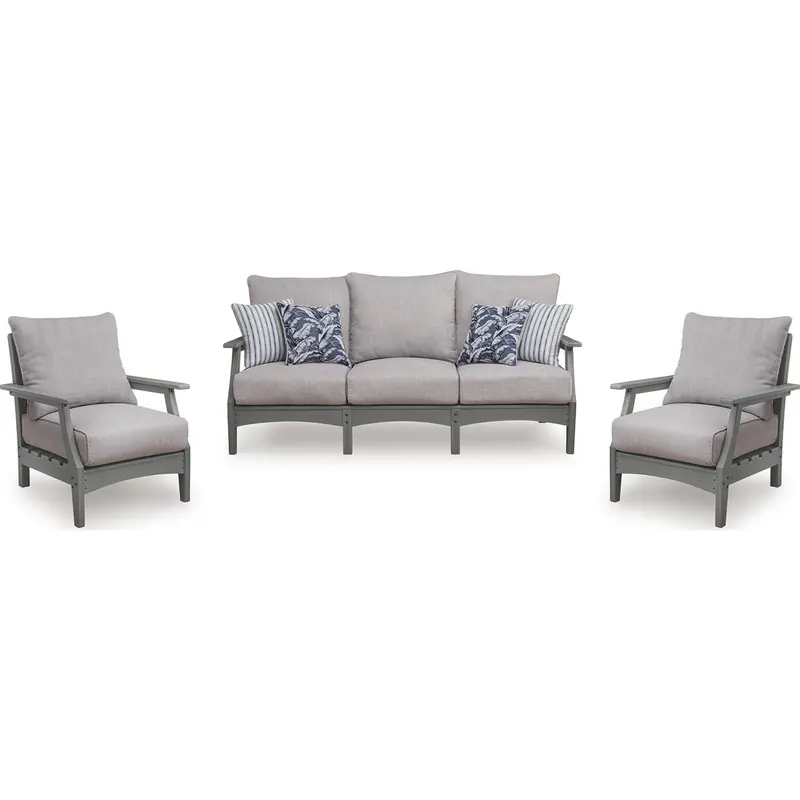 Cove Beach 3-Piece Gray Outdoor Seating Collection – Contemporary Coastal Style 1