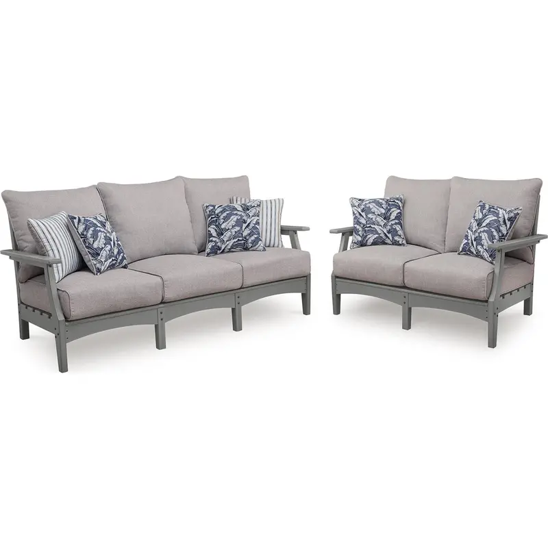 Cove Beach Gray 2-Piece Outdoor Lounge Set 1