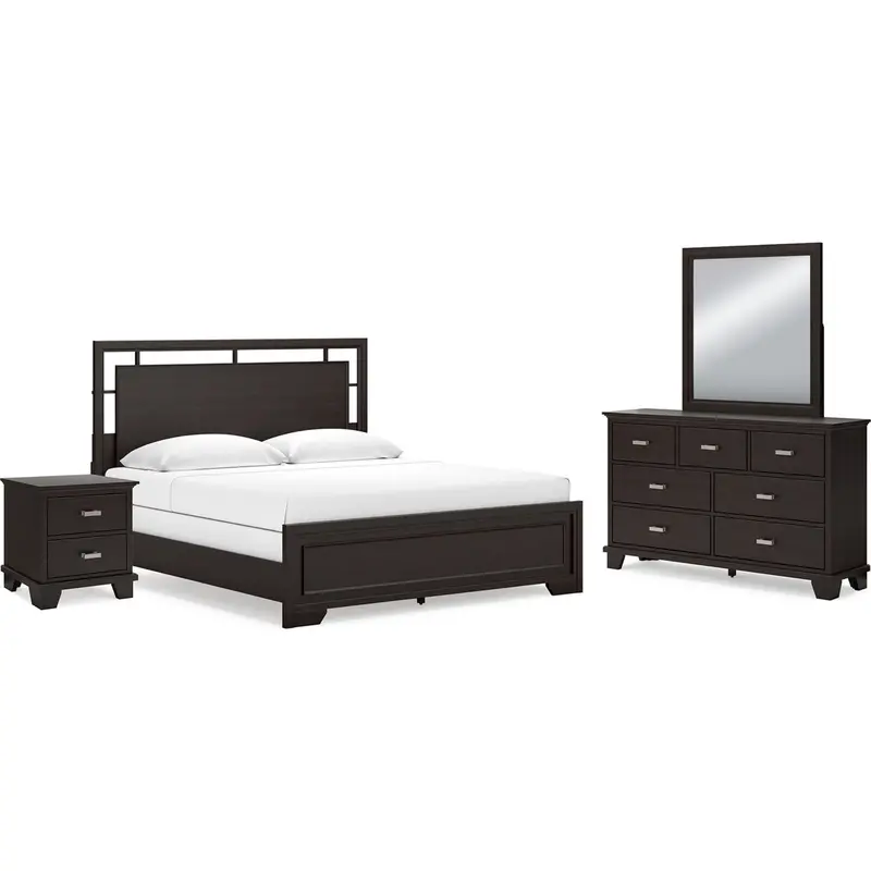 Covetown Dark Brown 6-Piece King Panel Bedroom Collection 1