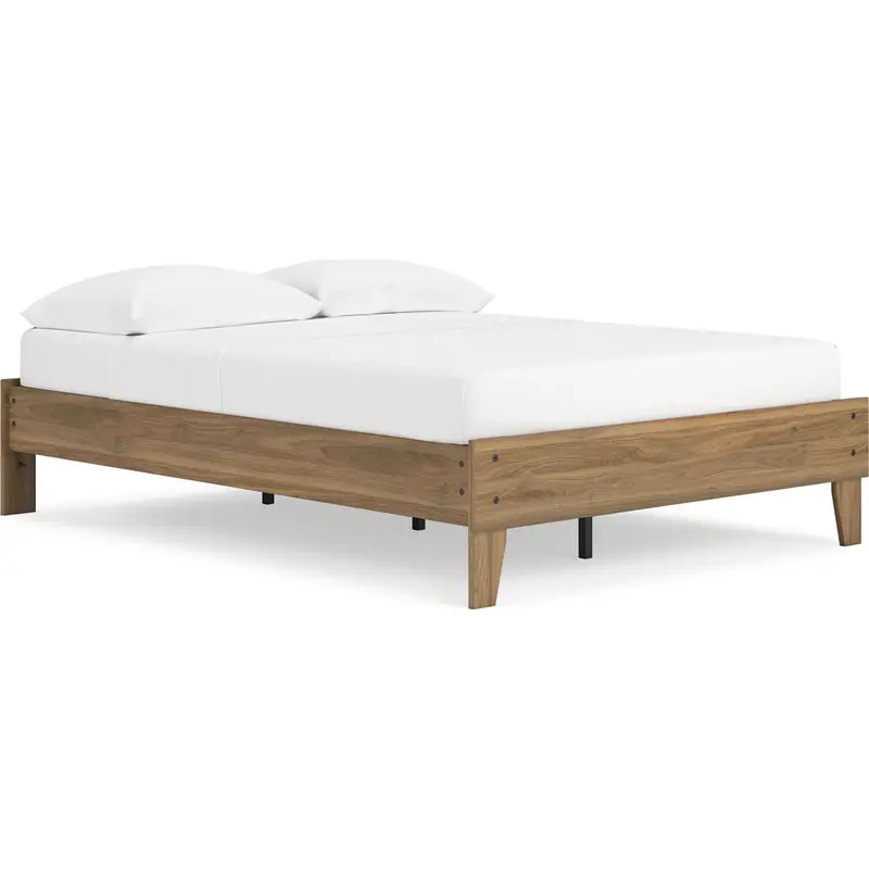 Deanlow Full Platform Bed Featuring Honey-Toned Solid Wood 1