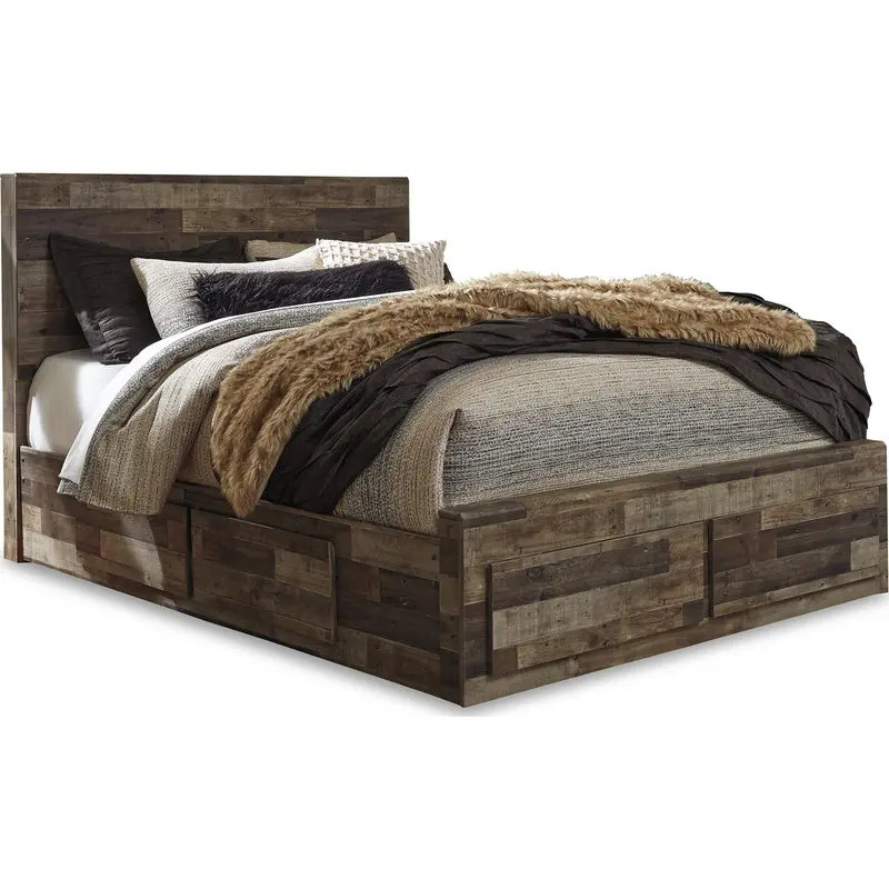 Derekson Multi-Gray 6-Drawer Panel Bed With Storage 1