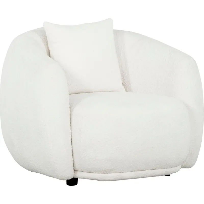 Diana Wooly Ivory Accent Chair – Tufted Back Design With Wooden Legs 1