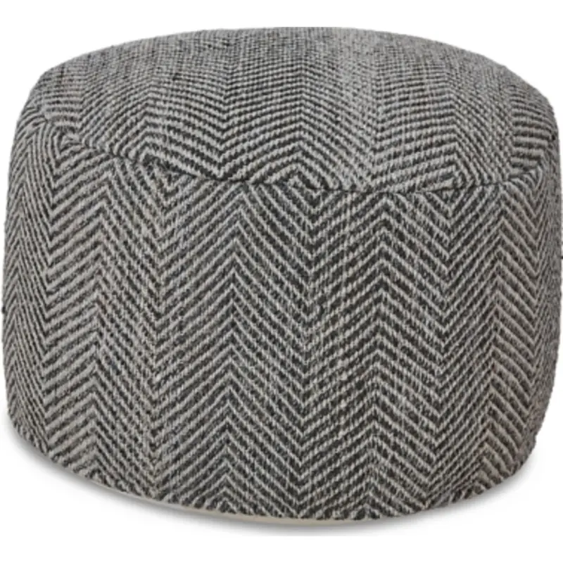 Dordie Tufted Pouf In Taupe And Charcoal Fabric 1