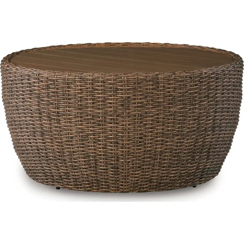 Double Point Beige Outdoor Coffee Table – Rustic Textured Finish 1