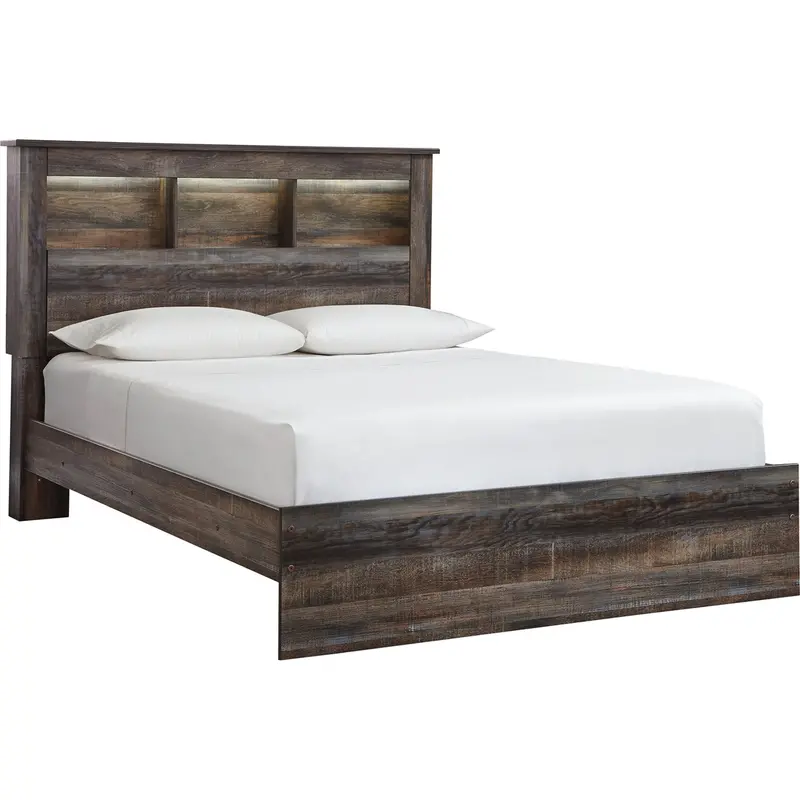 Drystan Multi-Tone Bookcase Platform Bed 1