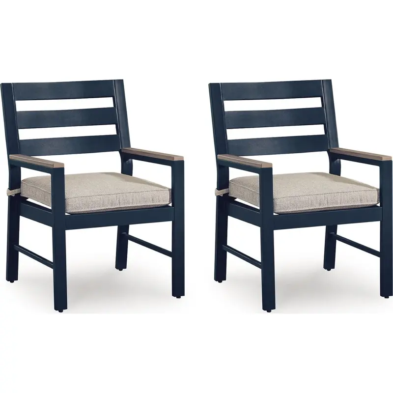 East Beach Navy Driftwood Outdoor Armchairs – Set Of 2 With Premium Cushions 1