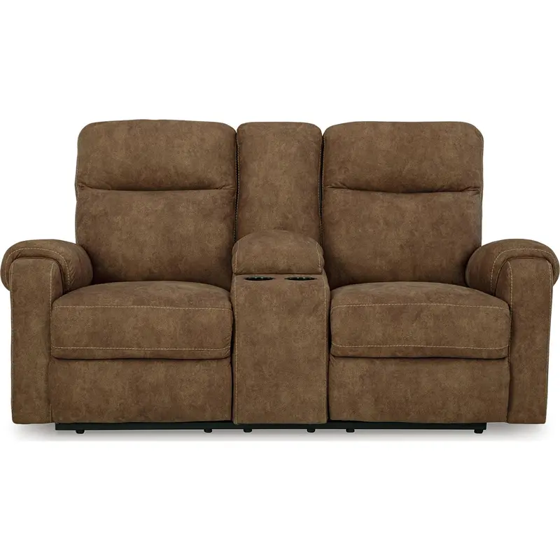 Edenwold Brindle Reclining Loveseat With Center Console, Cup Holders, And Power Recline Function 1