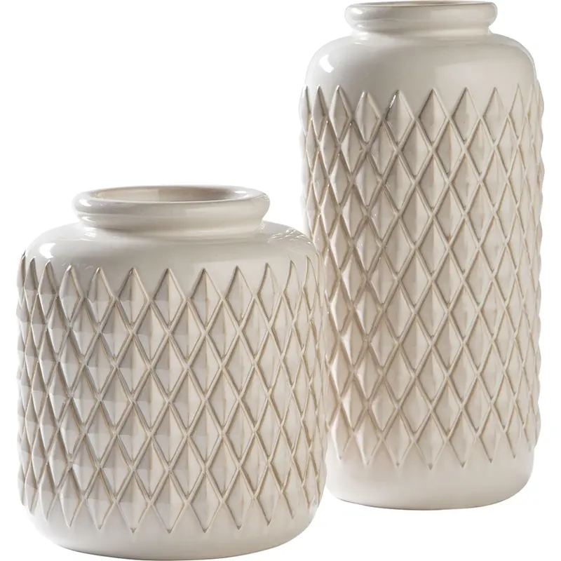 Edwinna Ceramic Vase Pair – Minimalist Decor Set 1