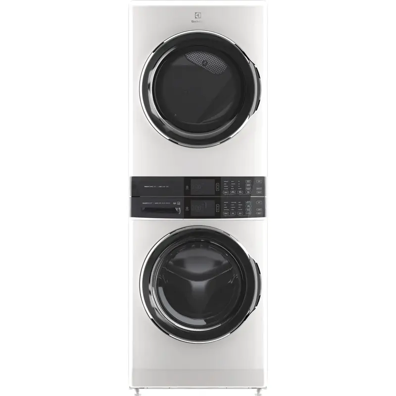Electrolux White Laundry Tower – Integrated 5.2 Cu. Ft. Washer & 8 Cu. Ft. Electric Dryer (Elte760Caw) 1