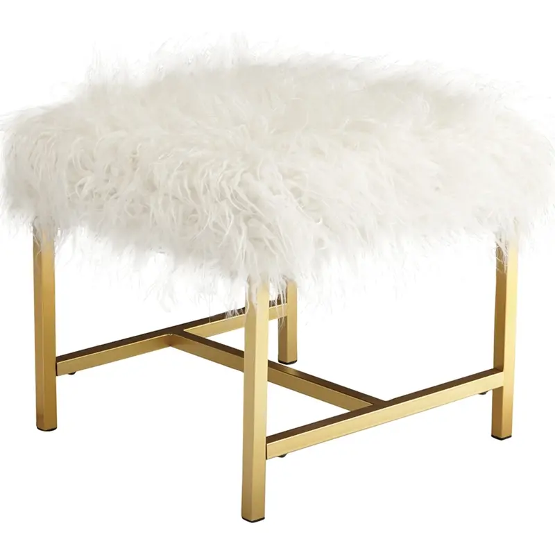 Elissa White Upholstered Accent Stool 1