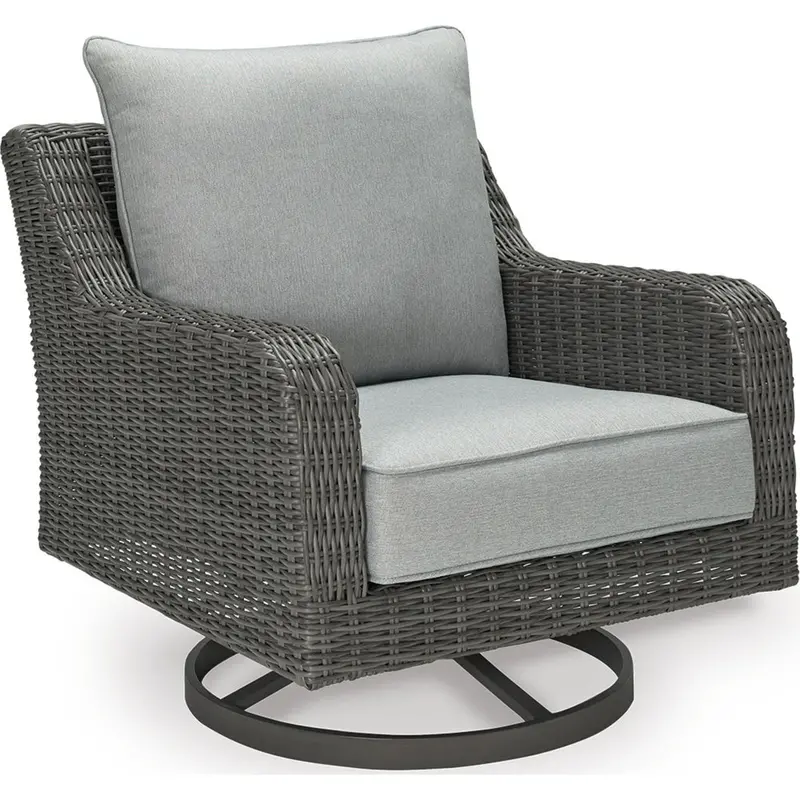 Elite Park Gray Swivel Outdoor Lounge Chair With Cushion 1