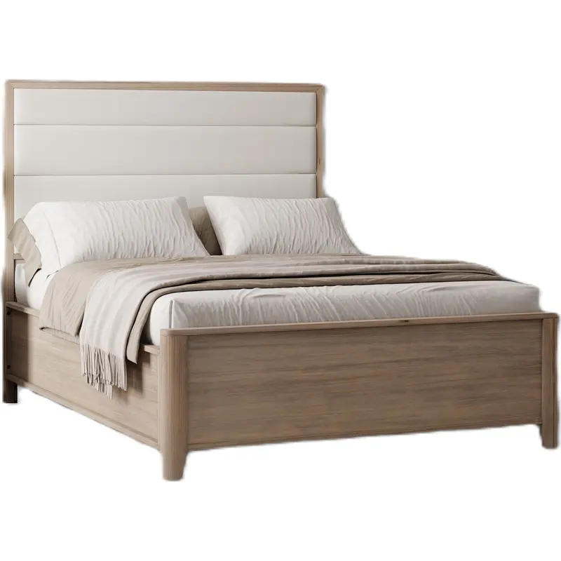 Ellesmere Champagne And White Panel Bed With Molded Headboard And Solid Wood Frame 1