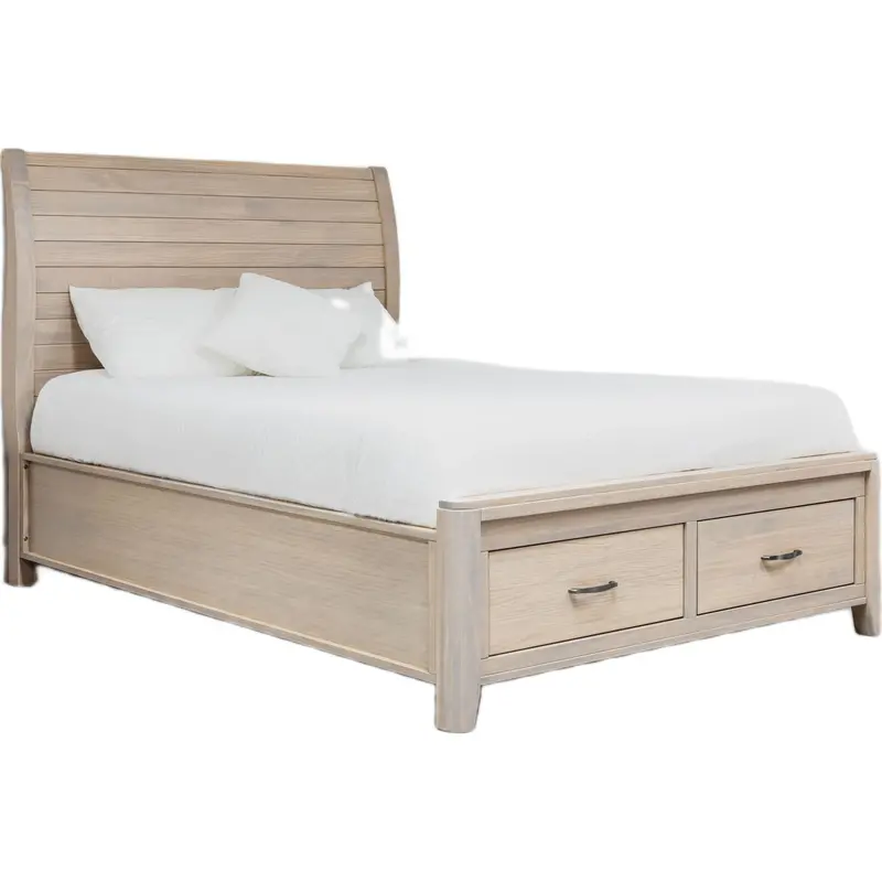 Ellesmere Champagne-Finish Sleigh Storage Bed Frame 1