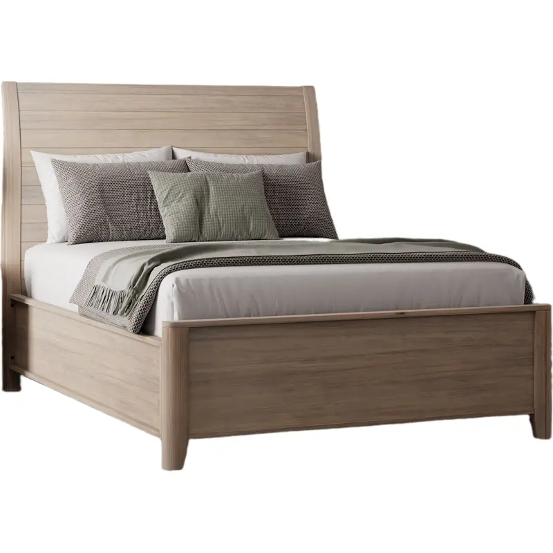 Ellesmere Champagne Sleigh Bed With Curved Scroll Design And Solid Hardwood Construction 1