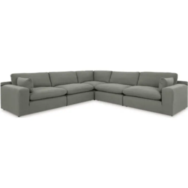 Elyza Modular 5-Piece Sectional In Smoke Gray Fabric 1