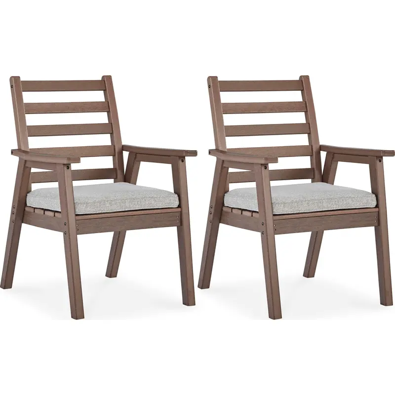 Emmeline Outdoor Armchairs With Cushions (Set Of 2) In Brown Wicker 1
