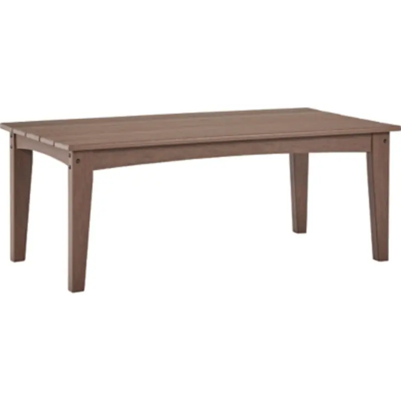 Emmeline Rustic Outdoor Coffee Table – Natural Brown Finish 1
