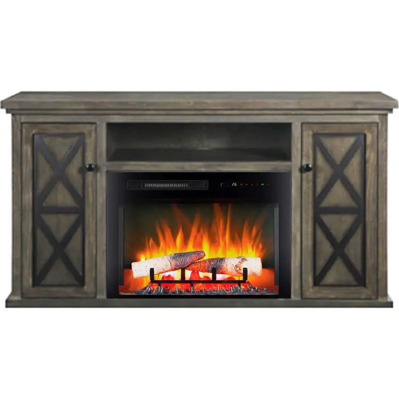 Evandale Lancaster Grey Console With Electric Fireplace 1