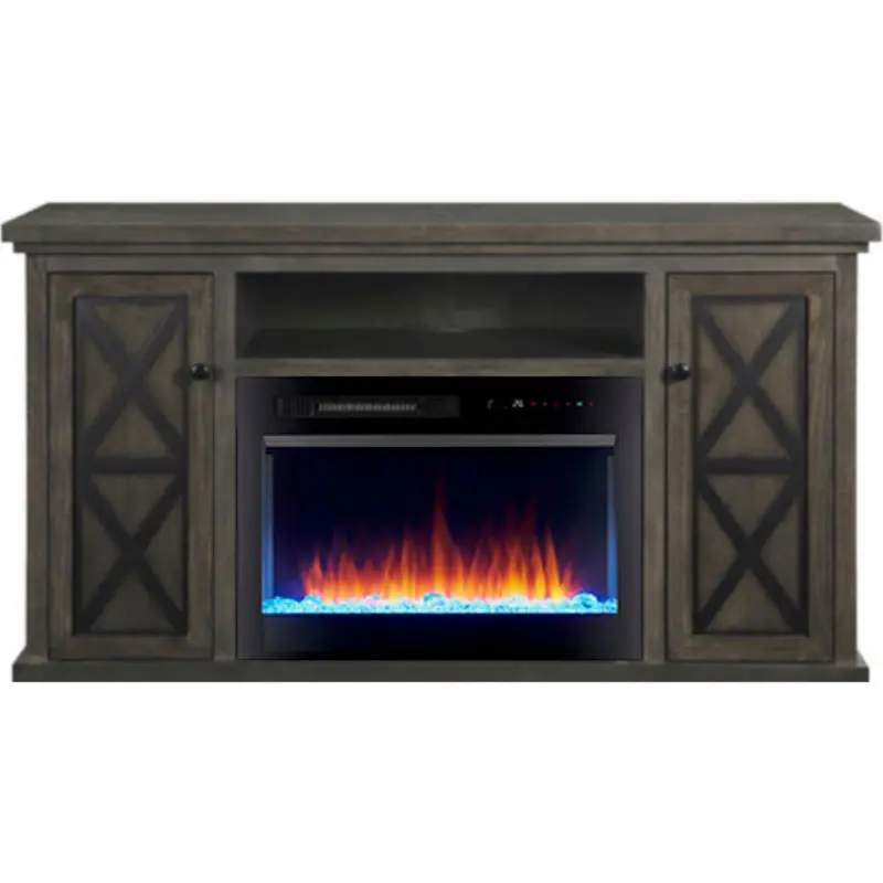 Evandale Lancaster Grey Fireplace Console – Modern Media Center With Flame Effect 1