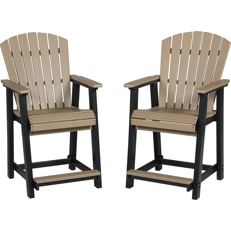 Fairen Trail Outdoor Counter-Height Bar Stools (2-Pack) – Black With Driftwood Accents 1