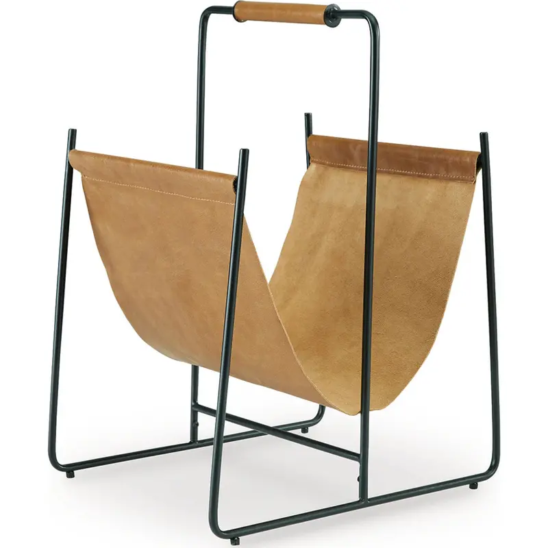 Faronworth Brown-And-Black Magazine Rack – Slim Floor-Standing Organizer 1