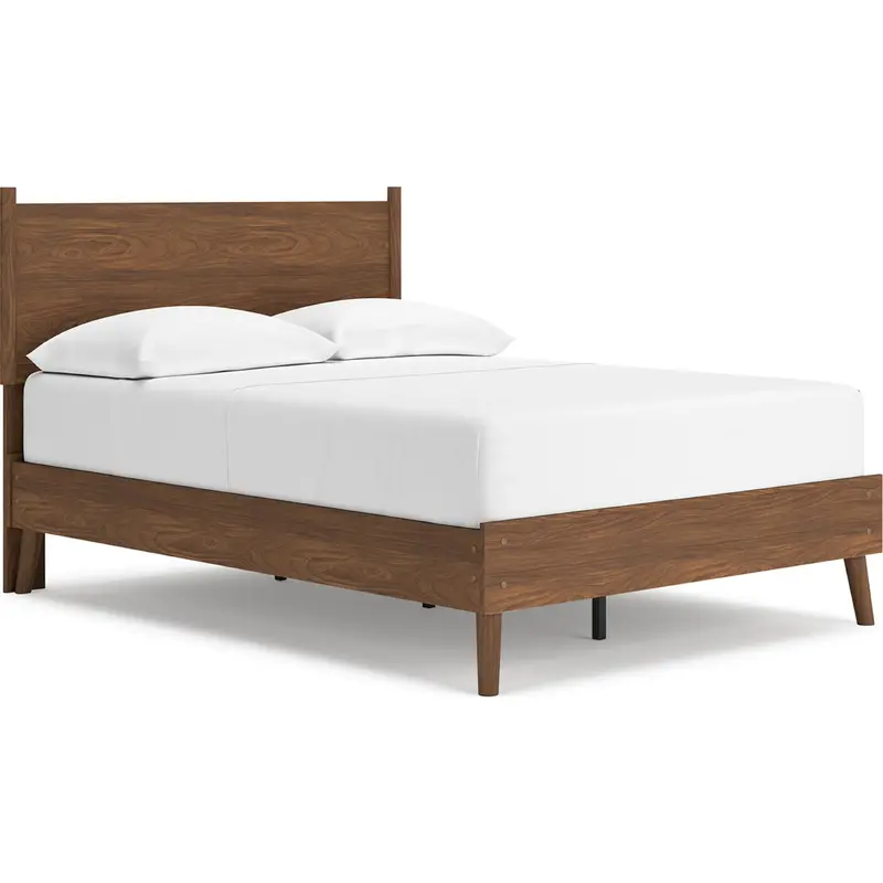 Fordmont Cognac Full Platform Bed – Rich Leather-Look Upholstered Base With Integrated Support 1