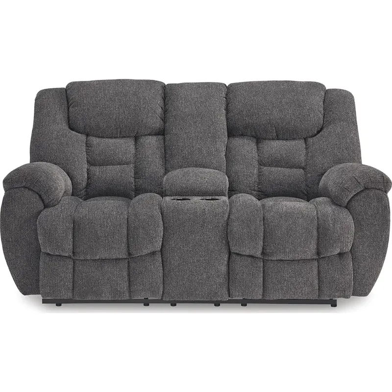 Foreside Charcoal Reclining Loveseat With Center Console Storage 1