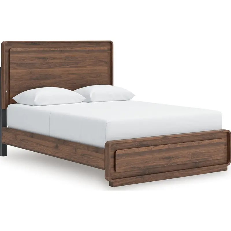 Fortlorn Queen-Sized Panel Bed In Walnut Brown Finish 1