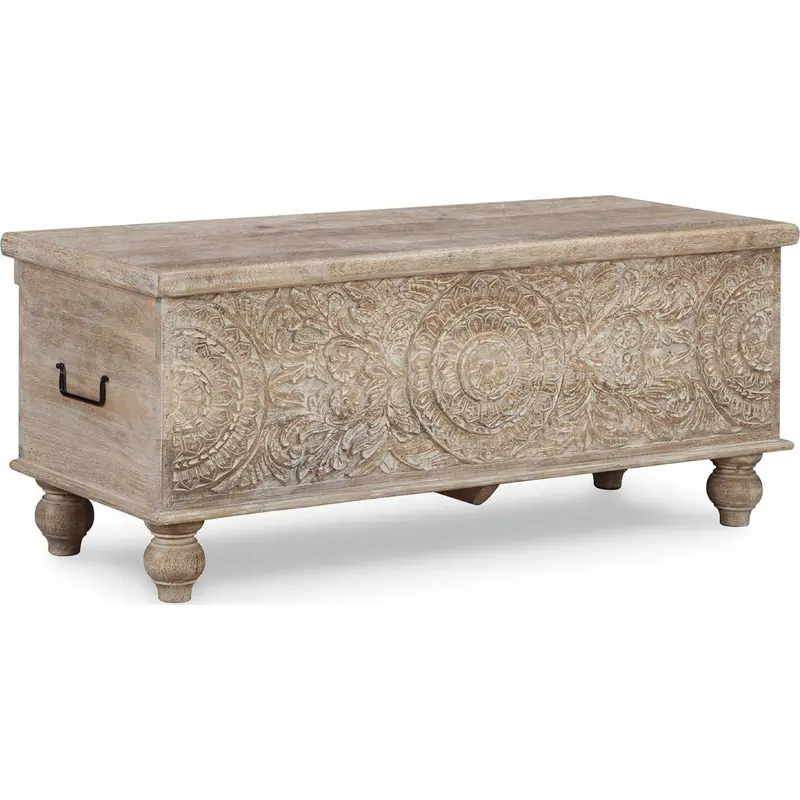 Fossil Ridge Beige Linen-Blend Upholstered Bench With Wooden Legs 1