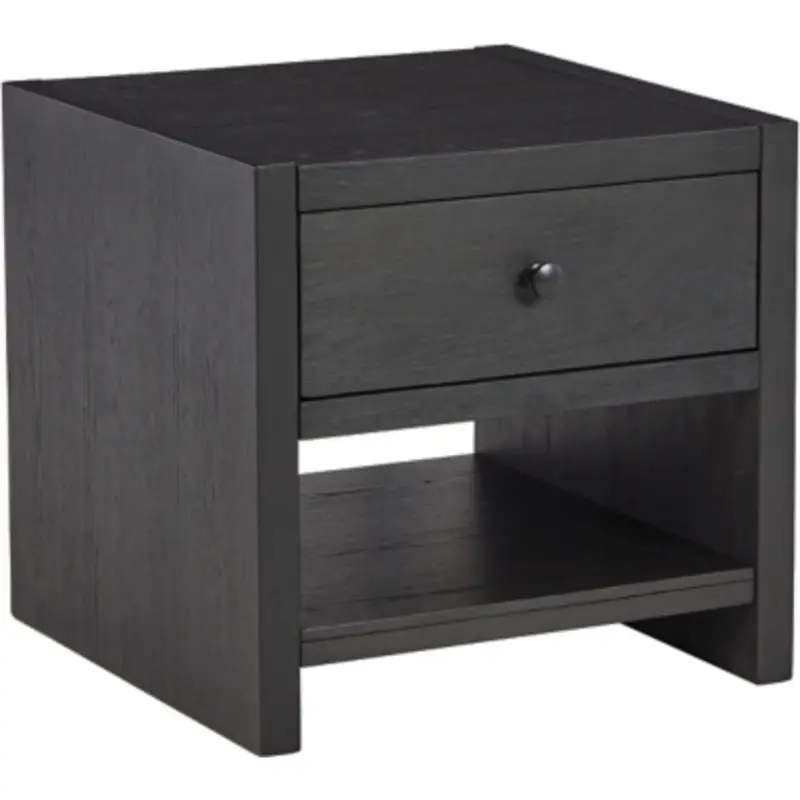 Foyland Black End Table – Sleek Round Accent Table With Storage Shelf 1