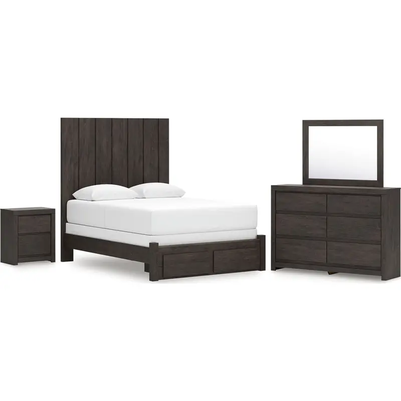 Fraluna 6-Piece Queen Storage Bedroom Suite – Charcoal Gray 1