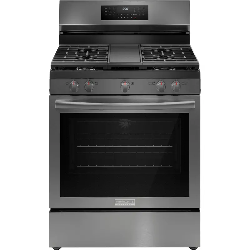 Frigidaire Gallery Gas Range – 30" Rear-Control Convection Oven In Black Stainless (Gcrg3060Bd) 1