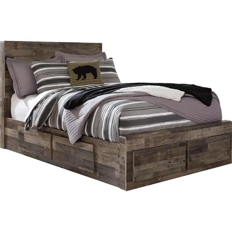 Full-Size 6-Drawer Panel Bed – Multi Gray Storage Solution 1