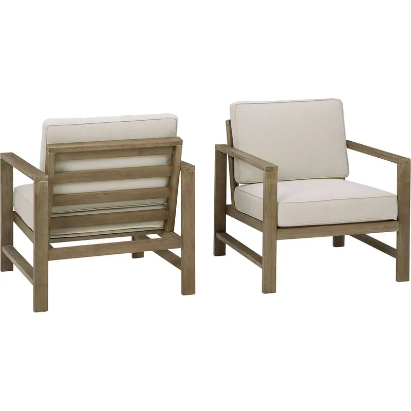 Fynnegan Light Brown Outdoor Lounge Chairs With Cushions (2-Pack) 1
