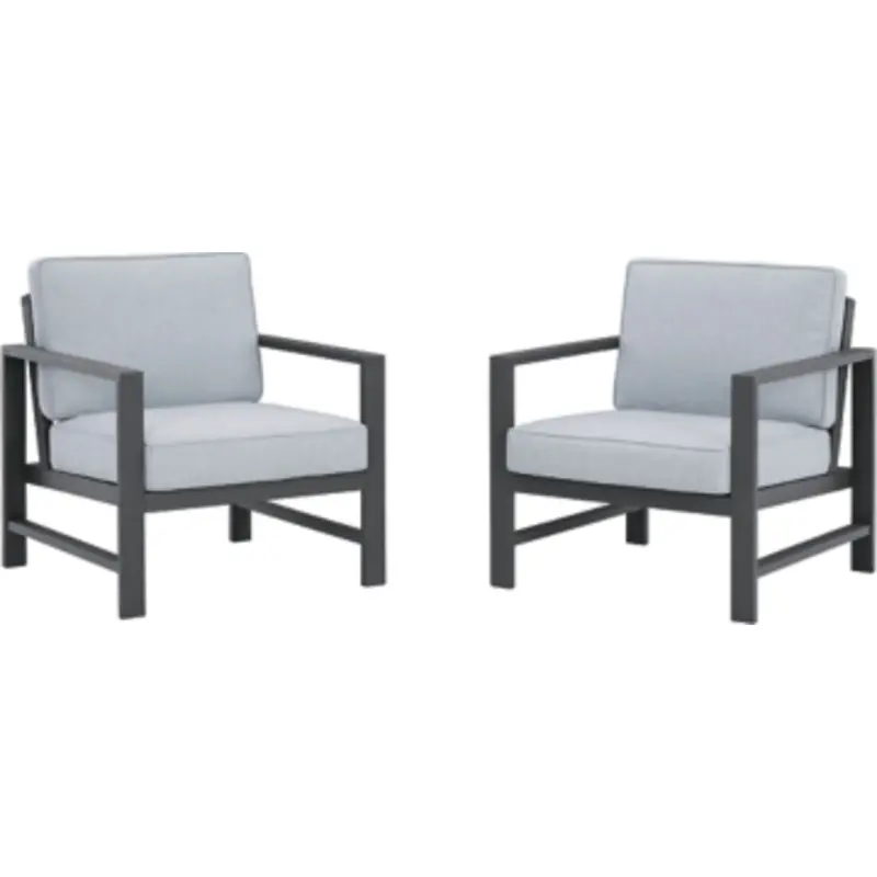 Fynnegan Outdoor Lounge Chairs With Cushions (2-Pack) In Gray 1