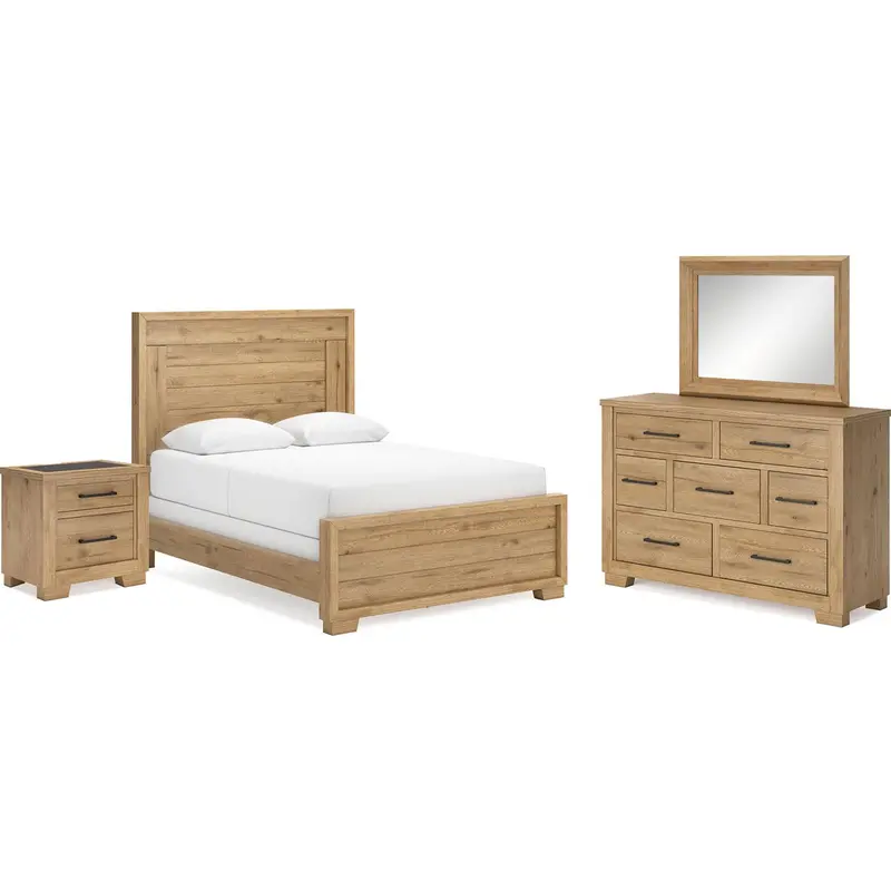 Galliden 6-Piece Light Brown Panel Bedroom Collection 1