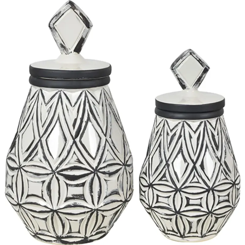 Geometric Farmhouse Ceramic Vase Set (2 Pcs) 1
