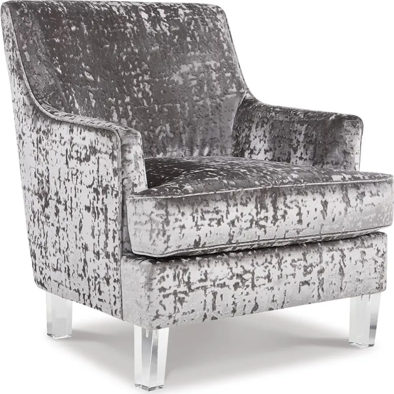 Gloriann Pewter Metallic Accent Chair With Track Arms And Foam Cushioning 1