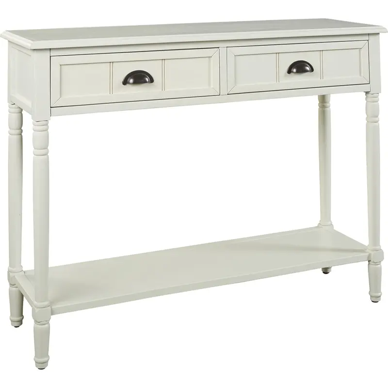 Goverton Minimalist Accent Table In Glossy White Finish 1