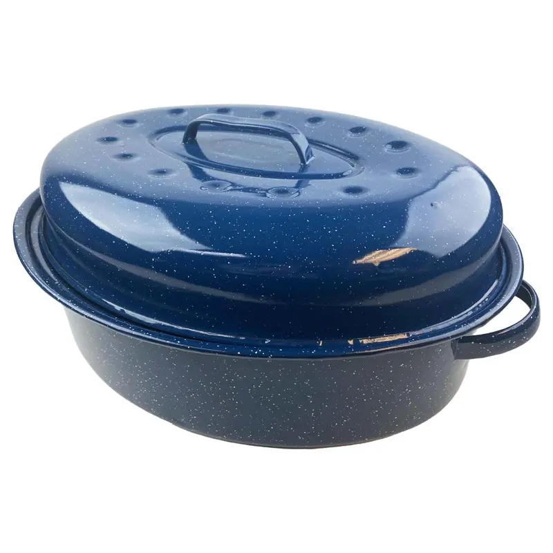 Granite Ware Limited-Edition Blue 15-Inch Oval Roasting Pan – Heavy-Gauge Enamel-Coated Steel 1