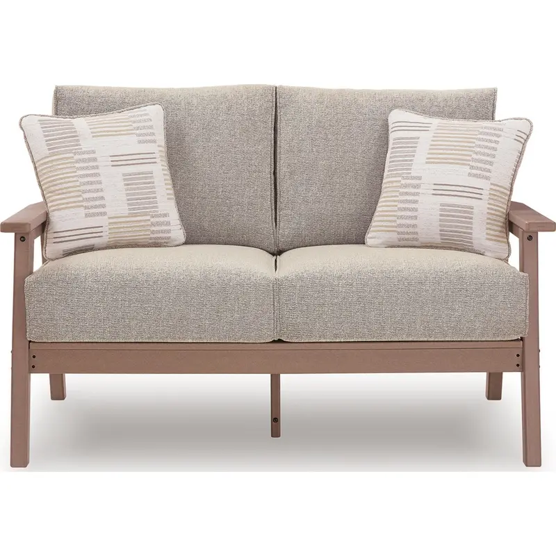 Grover Beach Driftwood Loveseat With Weather-Resistant Cushions 1