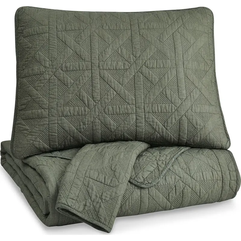 Guslea Queen-Size Coverlet Set – Lightweight Cotton Blend, Modern Texture 1