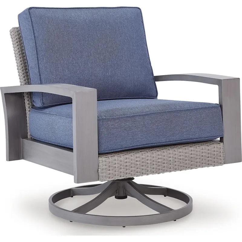 Half Moon Beach Blue/Gray Swivel Lounge Chair – Outdoor Accent Seating 1