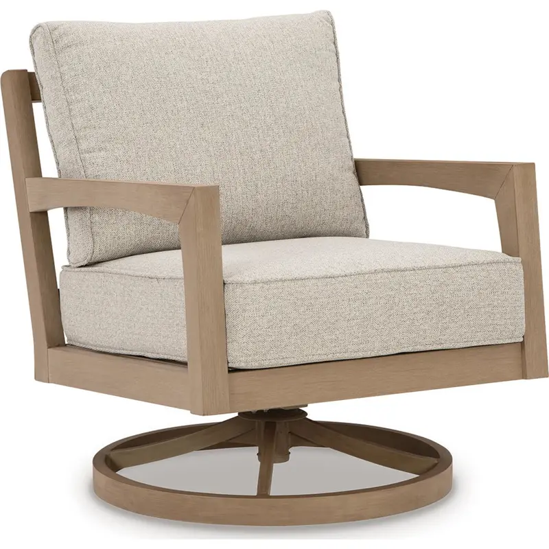 Hallow Creek Driftwood Outdoor Swivel Lounge Chair With All-Weather Cushion 1