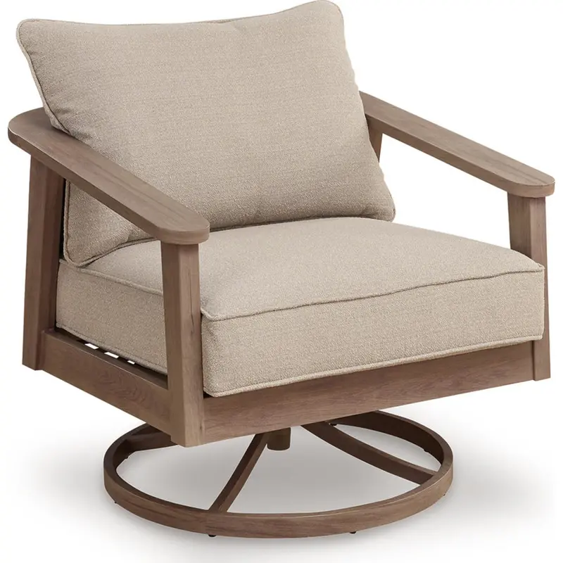 Harmony Headlands Natural-Gray Swivel Lounge Chair With Cushions 1