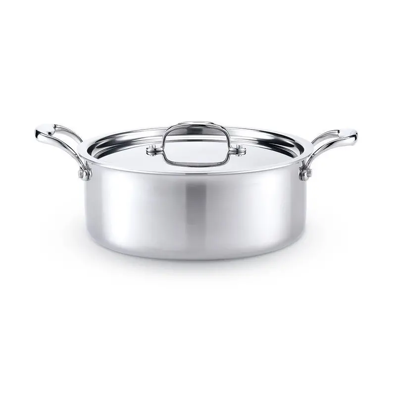Heritage Steel 5-Ply Stainless Rondeau Pot With Glass Lid 1