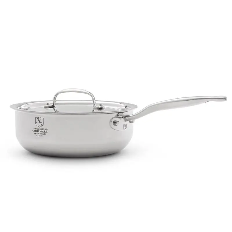 Heritage Steel 5-Ply Stainless Steel Saucier Pan With Tempered Glass Lid 2