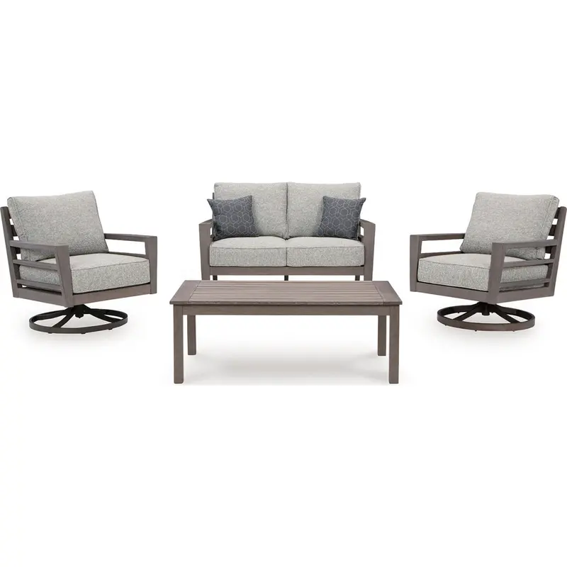 Hillside Barn 4-Piece Outdoor Seating Collection – Gray & Brown Rustic Wicker 1